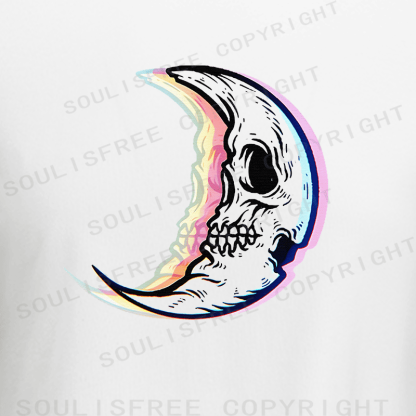 Soulisfree Crescent Skull Rainbow Edge Illusion Raglan Crop Tee