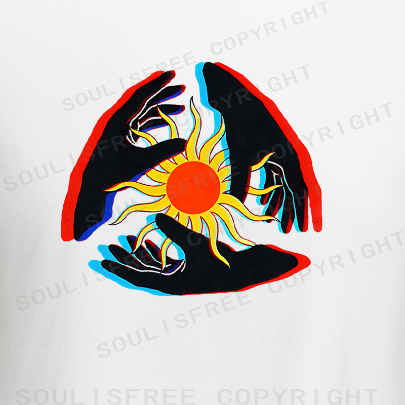 Soulisfree Triple Hand Sun Illusion Raglan Crop Tee