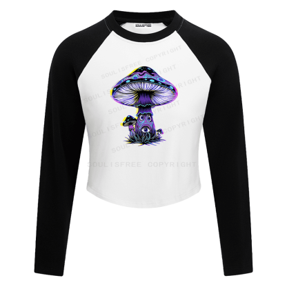 Soulisfree Neon Mushroom Third Eye Raglan Crop Tee