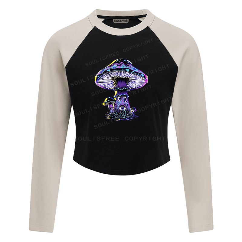 Soulisfree Neon Mushroom Third Eye Raglan Crop Tee