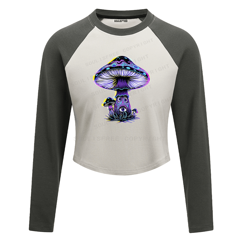 Soulisfree Neon Mushroom Third Eye Raglan Crop Tee