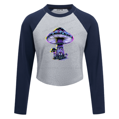 Soulisfree Neon Mushroom Third Eye Raglan Crop Tee