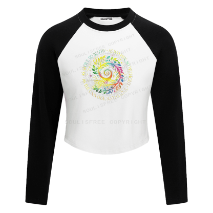 Soulisfree Rainbow Tree Cosmic Spiral Raglan Crop Tee