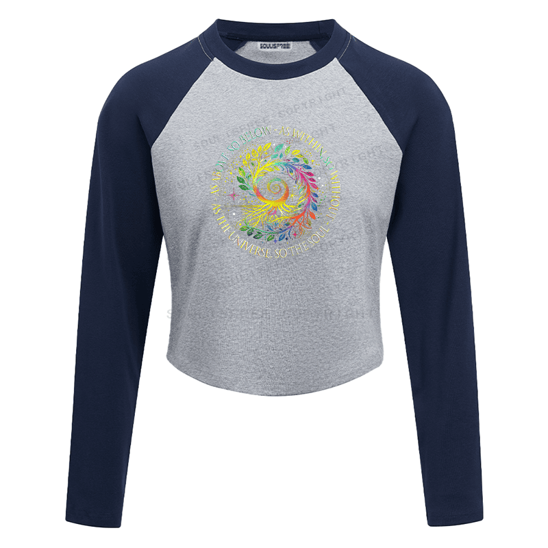 Soulisfree Rainbow Tree Cosmic Spiral Raglan Crop Tee