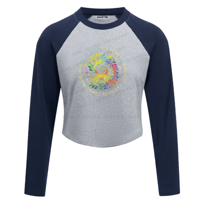 Soulisfree Rainbow Tree Cosmic Spiral Raglan Crop Tee