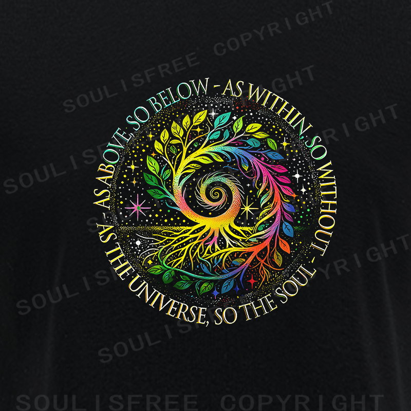 Soulisfree Rainbow Tree Cosmic Spiral Raglan Crop Tee