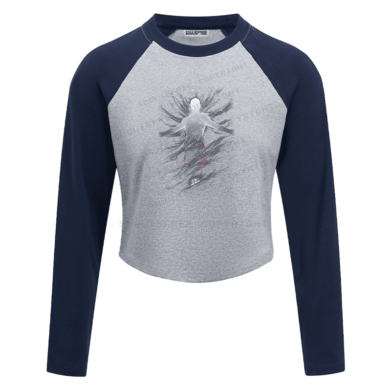 Soulisfree Cosmic Figure Stellar Burst Raglan Crop Tee