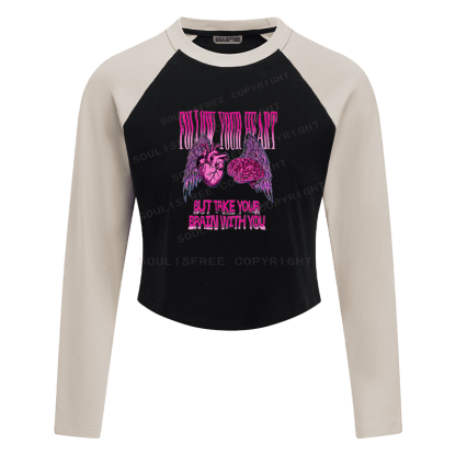 Soulisfree Dual Core Harmony Psychedelic Balance Illusion Raglan Crop Tee