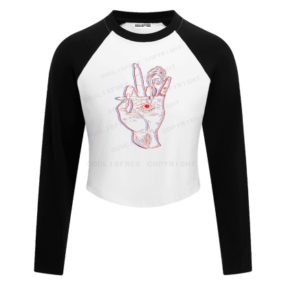 Soulisfree Dual Chroma Gesture Psychedelic Symbolism Illusion Raglan Crop Tee