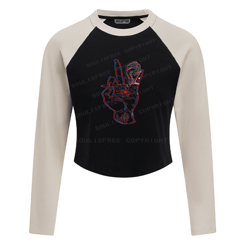 Designed Vibes of the Sun Block Raglan Long Sleeve Crop Top | Soulisfree