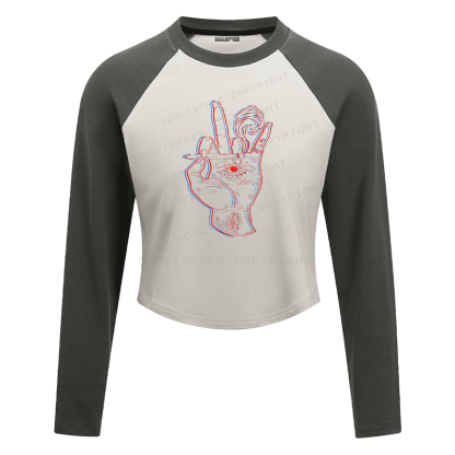 Soulisfree Dual Chroma Gesture Psychedelic Symbolism Illusion Raglan Crop Tee