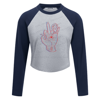 Soulisfree Dual Chroma Gesture Psychedelic Symbolism Illusion Raglan Crop Tee