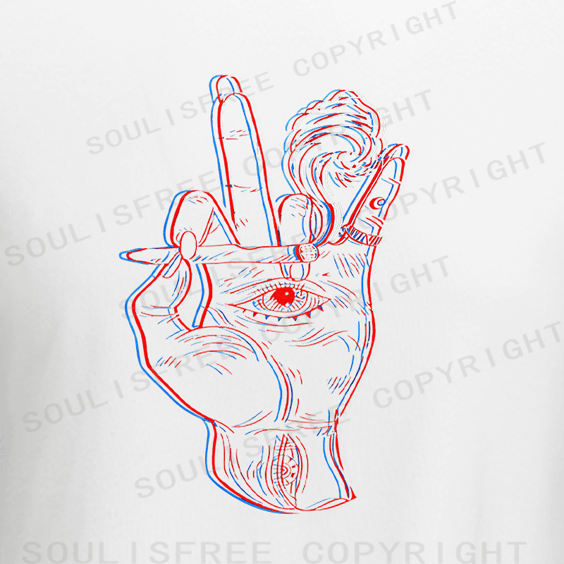 Soulisfree Dual Chroma Gesture Psychedelic Symbolism Illusion Raglan Crop Tee