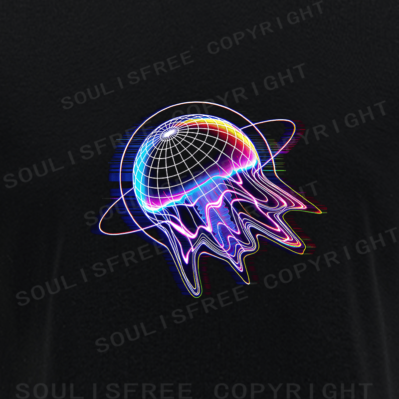 Soulisfree Neon Abyss Digital Tide Illusion Raglan Crop Tee