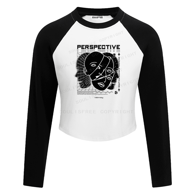Soulisfree Fractured Gaze Cognitive Lattice Raglan Crop Tee