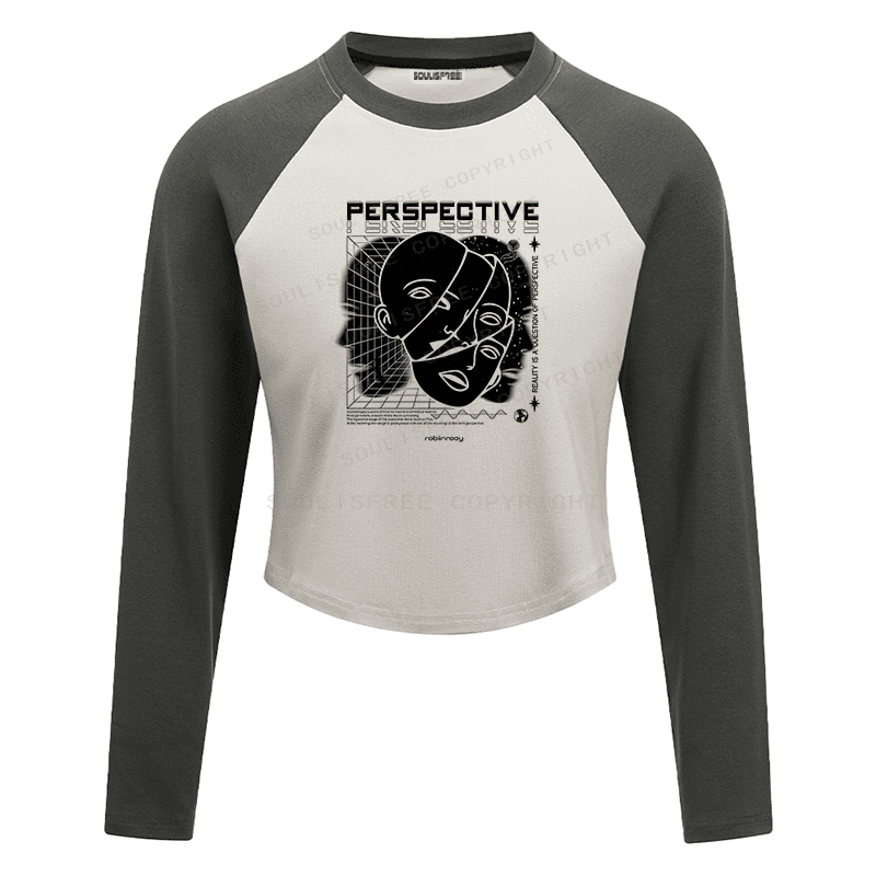 Soulisfree Fractured Gaze Cognitive Lattice Raglan Crop Tee