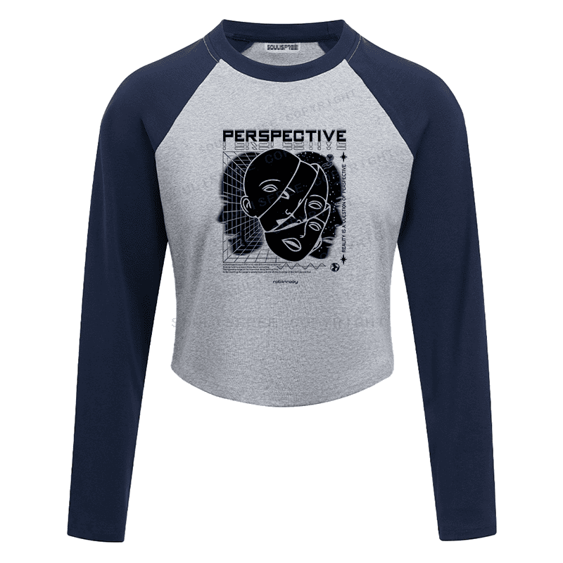 Soulisfree Fractured Gaze Cognitive Lattice Raglan Crop Tee