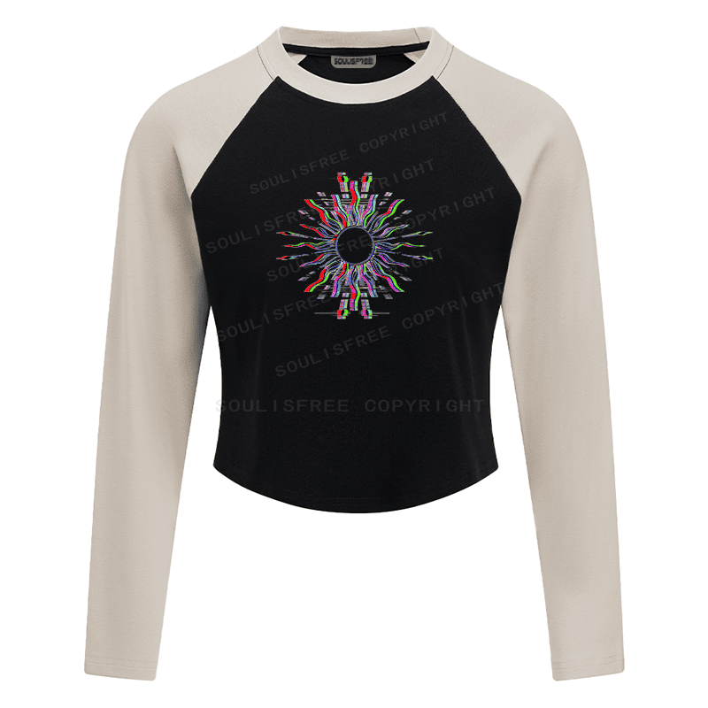 Soulisfree Chroma Burst Glitch Radiance Illusion Raglan Crop Tee