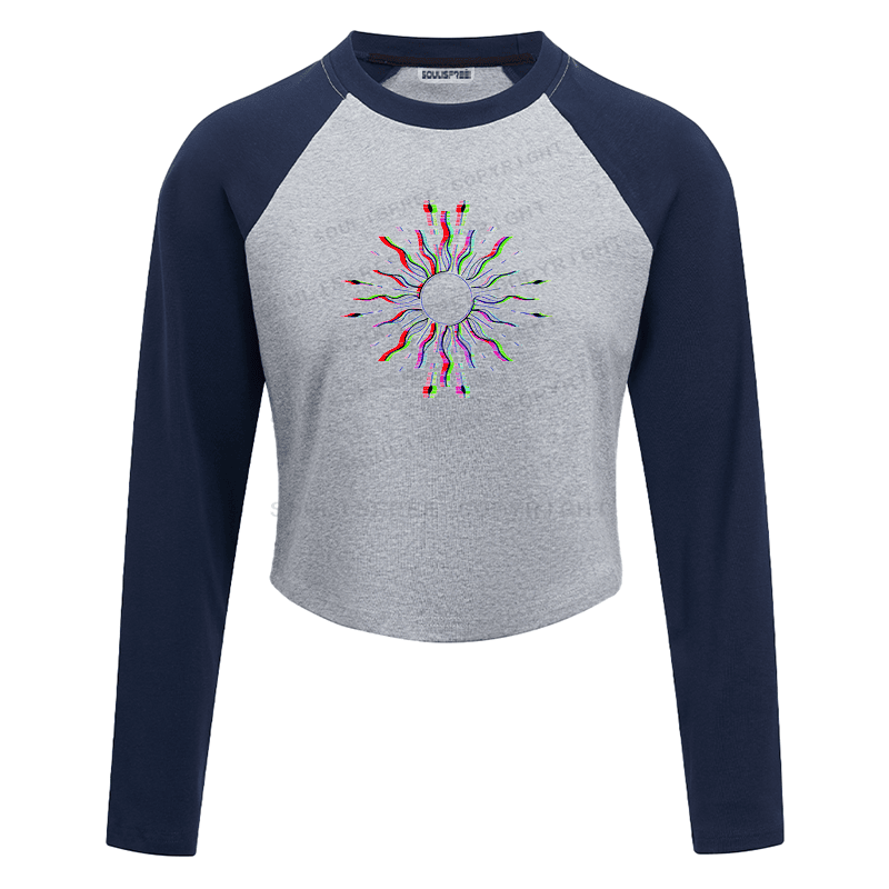 Soulisfree Chroma Burst Glitch Radiance Illusion Raglan Crop Tee