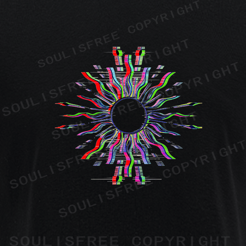 Soulisfree Chroma Burst Glitch Radiance Illusion Raglan Crop Tee