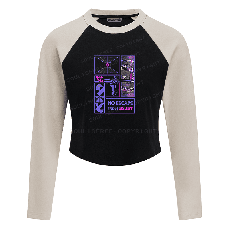 Soulisfree Neon Labyrinth Reality Frame Illusion Raglan Crop Tee