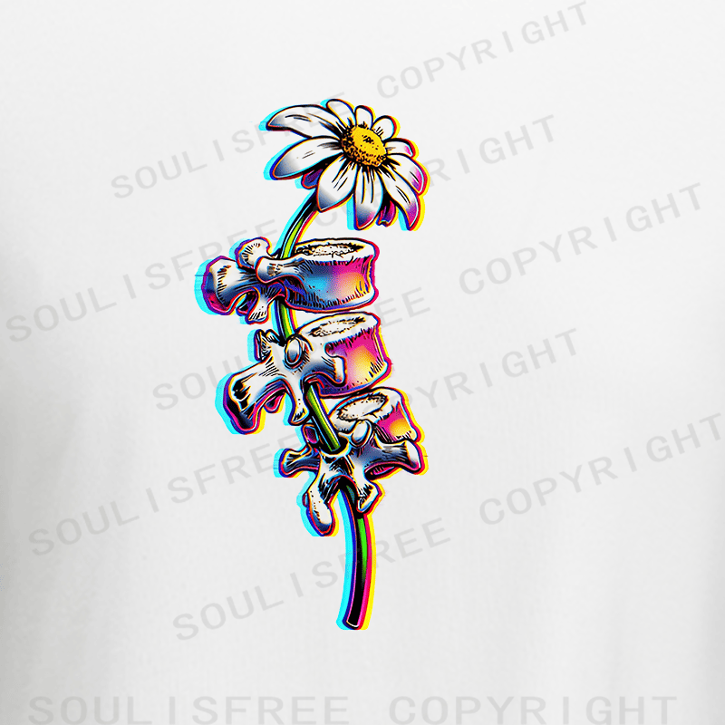 Soulisfree Bloom Through Bone Stem Illusion Raglan Crop Tee