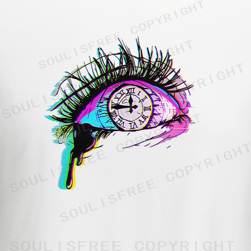 Soulisfree Chrono Gaze Time Tear Raglan Crop Tee