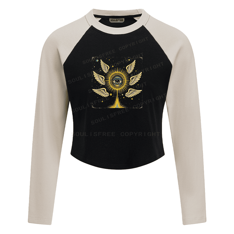 Soulisfree Celestial Eye Winged Radiance Raglan Crop Tee