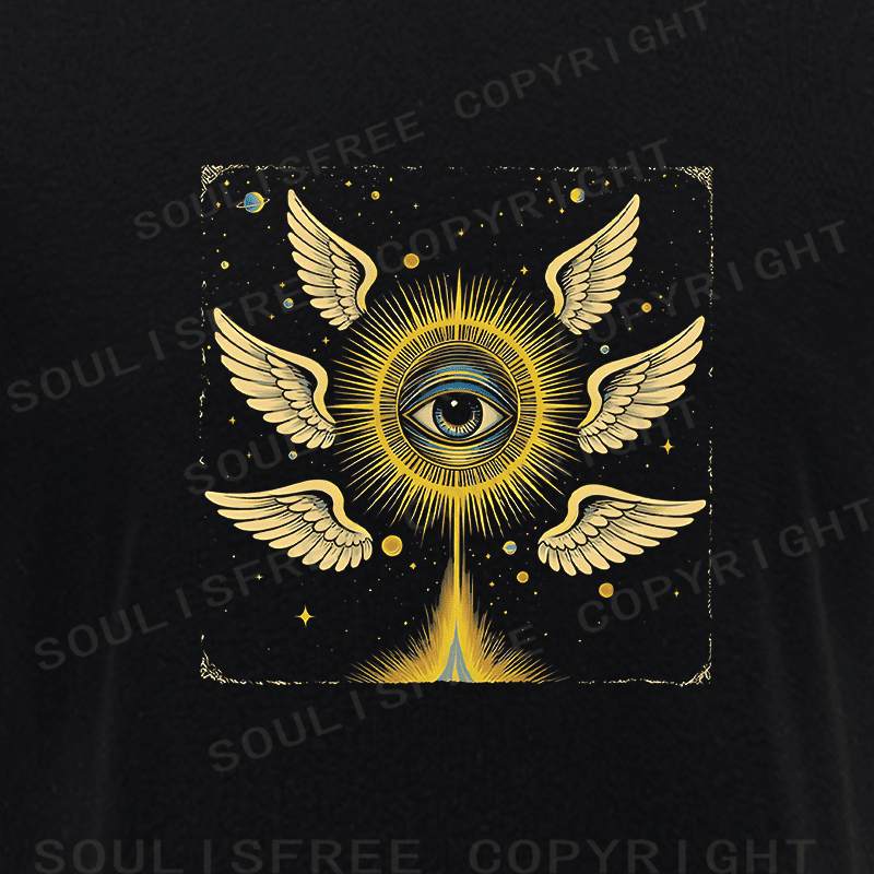 Soulisfree Celestial Eye Winged Radiance Raglan Crop Tee