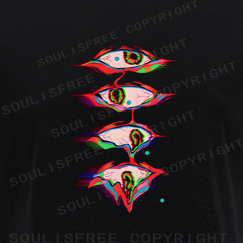 Soulisfree Fractured Gaze Chroma Shift Illusion Raglan Crop Tee