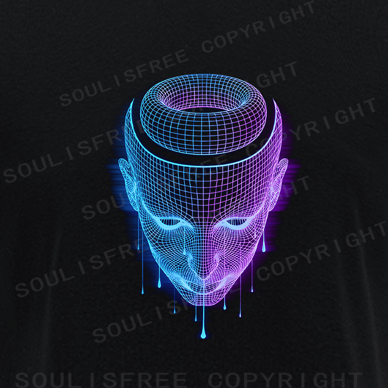 Soulisfree Neon Wireframe Alien Halo Illusion Raglan Crop Tee