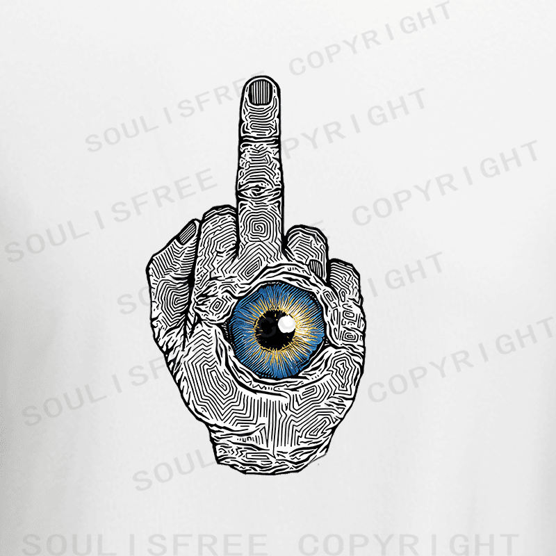 Soulisfree Defiant Gesture Inner Eye Hand Raglan Crop Tee
