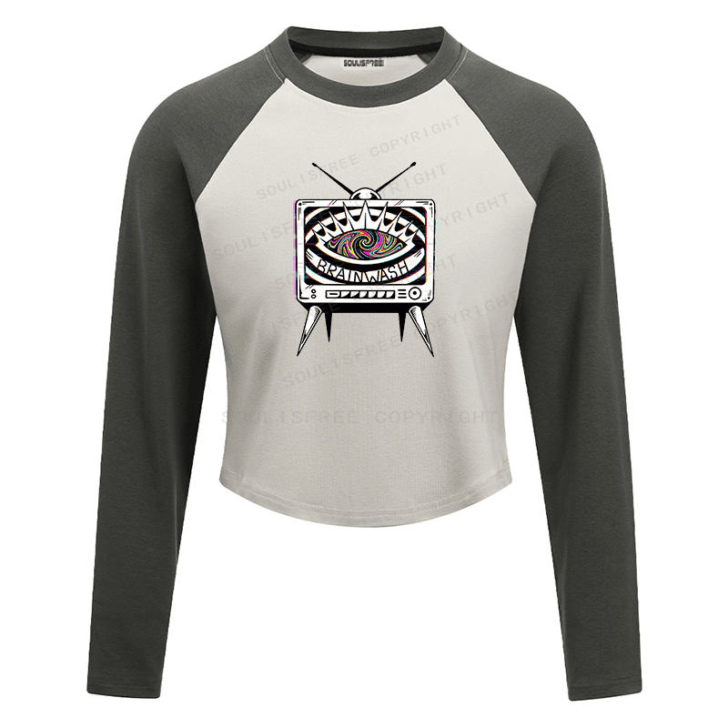 Soulisfree Media Mirage Psychedelic Signal Illusion Raglan Crop Tee