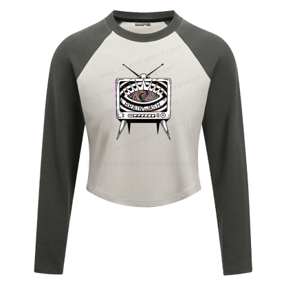 Soulisfree Media Mirage Psychedelic Signal Illusion Raglan Crop Tee