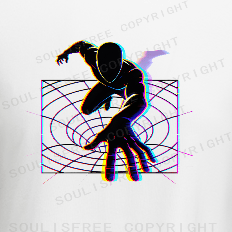Soulisfree Dimensional Reach Glitch Horizon Illusion Raglan Crop Tee