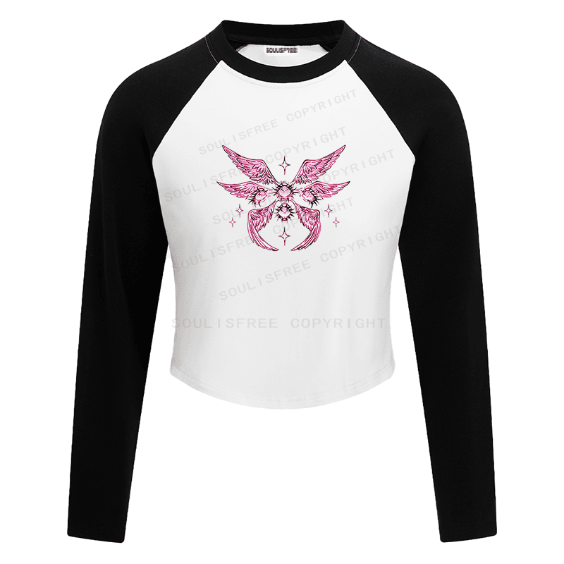Soulisfree Celestial Wings Sacred Heart Flux Raglan Crop Tee
