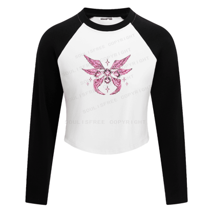 Soulisfree Celestial Wings Sacred Heart Flux Raglan Crop Tee