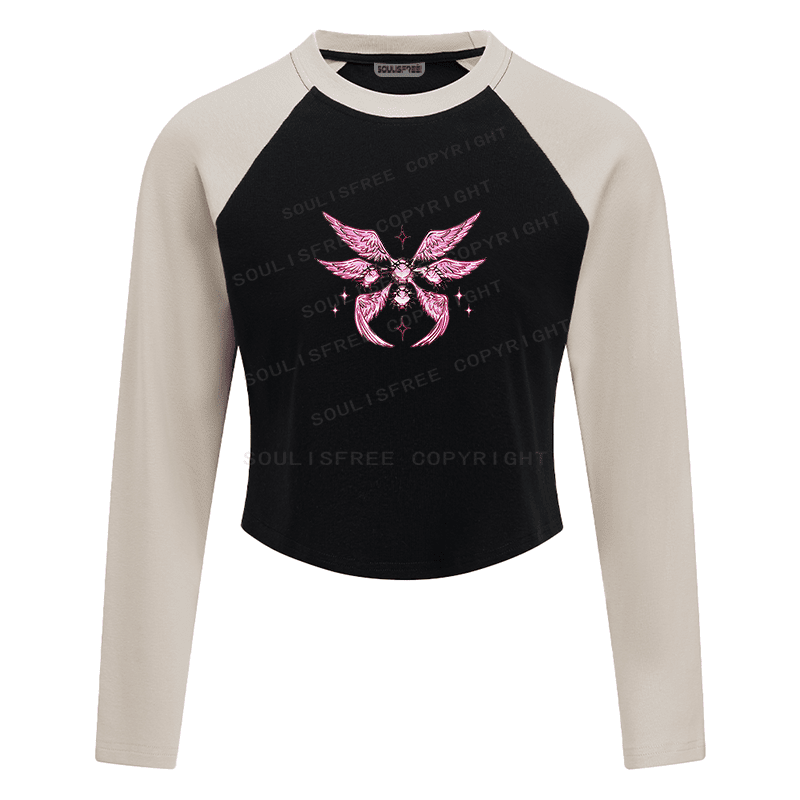 Soulisfree Celestial Wings Sacred Heart Flux Raglan Crop Tee
