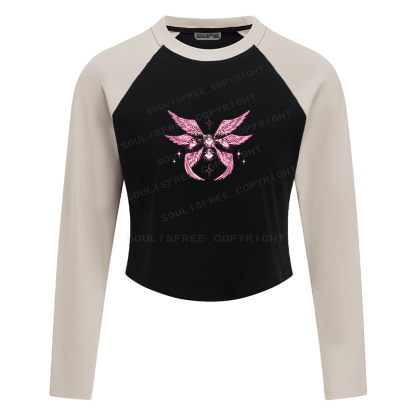 Soulisfree Celestial Wings Sacred Heart Flux Raglan Crop Tee