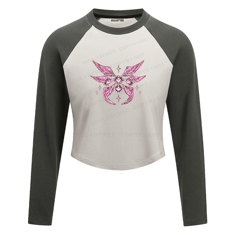 Soulisfree Celestial Wings Sacred Heart Flux Raglan Crop Tee