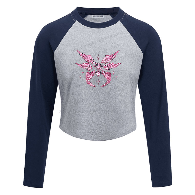 Soulisfree Celestial Wings Sacred Heart Flux Raglan Crop Tee