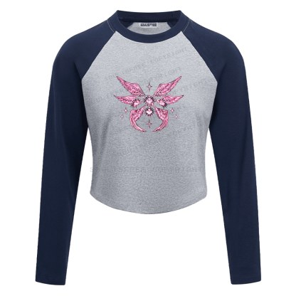 Soulisfree Celestial Wings Sacred Heart Flux Raglan Crop Tee