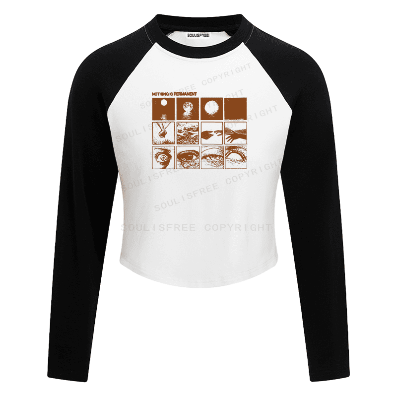 Soulisfree Temporal Flux Sequence Perceptual Decay Aesthetic Raglan Crop Tee