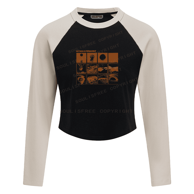 Soulisfree Temporal Flux Sequence Perceptual Decay Aesthetic Raglan Crop Tee