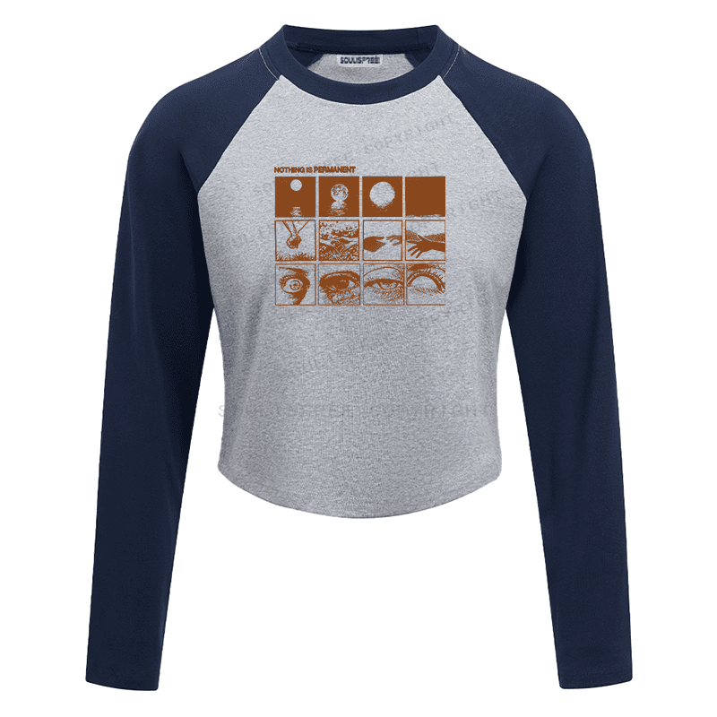 Soulisfree Temporal Flux Sequence Perceptual Decay Aesthetic Raglan Crop Tee