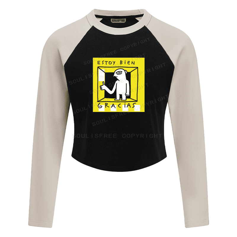 Designed Vibes of the Sun Block Raglan Long Sleeve Crop Top | Soulisfree