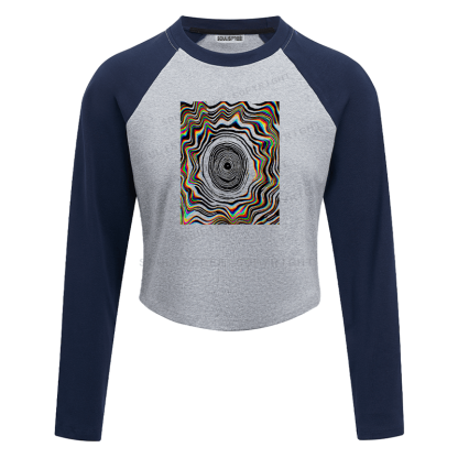 Soulisfree Chromatic Vortex Tunnel Optical Flux Illusion Raglan Crop Tee