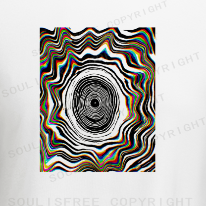 Soulisfree Chromatic Vortex Tunnel Optical Flux Illusion Raglan Crop Tee