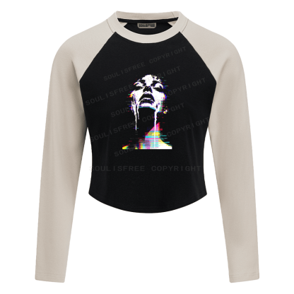 Soulisfree Digital Tear Flux Chromatic Soul Overflow Illusion Raglan Crop Tee