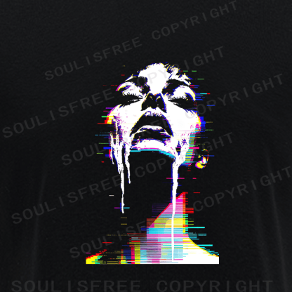 Soulisfree Digital Tear Flux Chromatic Soul Overflow Illusion Raglan Crop Tee